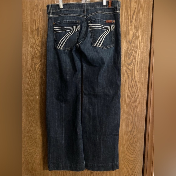 7 For All Mankind Jeans dojo Womens 31x29” Flare Low Rise Denim Stretch Blue - Picture 3 of 12